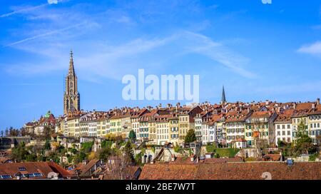 Vue sur la vieille ville et Berne Minster, quartier noir, ville intérieure, Berne, Canton de Berne, Suisse Banque D'Images