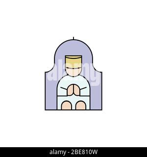 Icône de ligne plate et fine de la prière musulmane isolée sur un fond blanc.élément de conception de vacances du Ramadan.religion signe musulmans Illustration de Vecteur