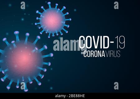 Fond de Covid 19. microbe en relief avec effet lumineux. Bannière médicale. Signe et symbole. Organisme pathogène. Illustration vectorielle. SPE 10 Illustration de Vecteur