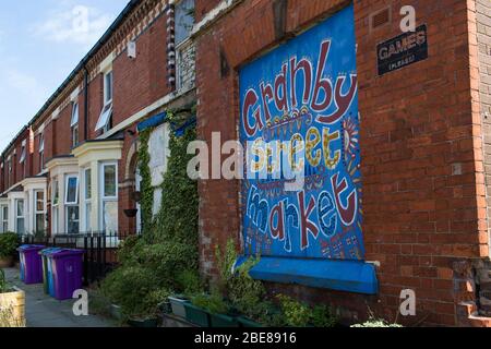 Granby Street à Liverpool, l'8, également connue sous le nom de Toxteth, a un esprit de communauté coloré et vibtant. Liverpool. Angleterre Banque D'Images