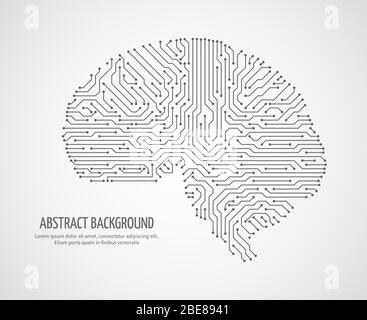 Cerveau humain numérique avec carte électronique. Concept vectoriel de la technologie de la médecine électronique. Illustration de la technologie du cerveau humain électronique Illustration de Vecteur