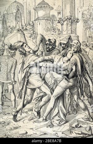 'Les vepres ssiciliennes' (Vespri siciliani) révolte populaire de l'ile de Sicile contre la domination feodale du roi francais Charles d'Anjou, survenu Banque D'Images