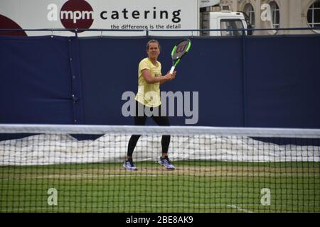 Barbora Strycova, joueuse de tennis professionnelle tchèque sur les terrains de pratique du Devonshire Park, Eastbourne, Royaume-Uni, le 24 juin 2019 Banque D'Images