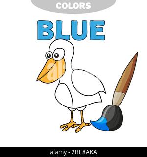 Livre de coloriage - oiseau de fin. Apprendre les couleurs - bleu Illustration de Vecteur