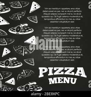 Affiche de menu de pizza à base de tableau de surveillance - motif de bannière de restauration rapide. Illustration vectorielle Illustration de Vecteur