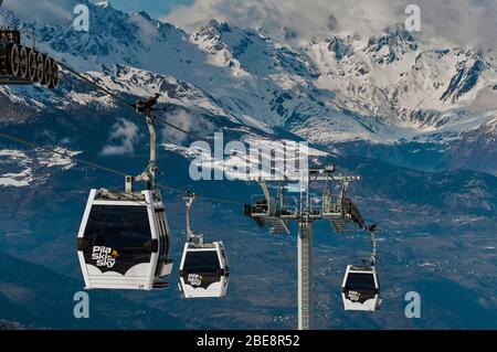 Téléphérique, Pila, vallée d'Aoste, Italie Banque D'Images