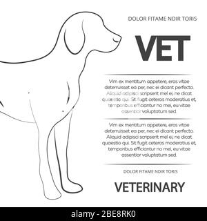 Motif poster vétérinaire avec chien en ligne. Bannière vectorielle vétérinaire avec illustration animale Illustration de Vecteur