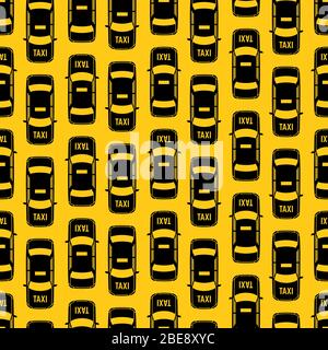 Trafic de taxi noir modèle transparent sur fond jaune. Illustration vectorielle Illustration de Vecteur