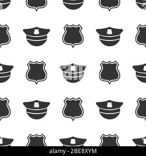 Police sans couture avec casquette et badge de police. Fond police monochrome Illustration de Vecteur