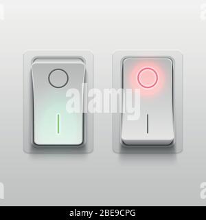 Illustration vectorielle des commutateurs électriques en 3 dimensions réalistes. Commande de commutateur de lumière électrique réaliste Illustration de Vecteur