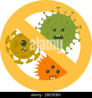 Arrêter les microbes illustration vectorielle de dessin animé. Symbole anti-bactérie et infection de protection Illustration de Vecteur