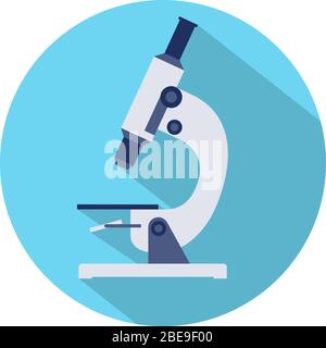 Conception plate vectorielle de l'icône du microscope. Illustration du symbole de l'enseignement de la chimie du Web Illustration de Vecteur