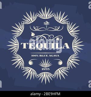 Motif affiche ou bannière de tequila vintage avec plantes d'agava. Illustration vectorielle Illustration de Vecteur