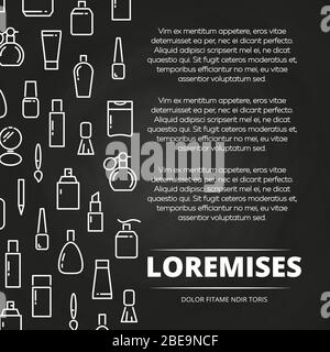 Bouteilles et accessoires de cosmétiques blancs affiche de tableau de surveillance. Illustration vectorielle Illustration de Vecteur