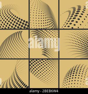 Les points demi-tons ont un effet sur l'arrière Jeu de cartes abstraites avec motif. Illustration vectorielle Illustration de Vecteur