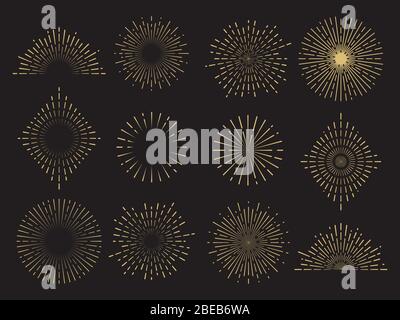 Collection abstraite de soleil en rafale - ensemble de lignes de soleil dessinées à la main. Forme radiale soleil et soleil, rafale de lignes en étoile, illustration vectorielle Illustration de Vecteur
