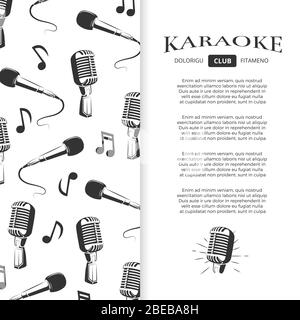 Brochure du club karaoké - bannière musicale avec microphones. Illustration vectorielle Illustration de Vecteur