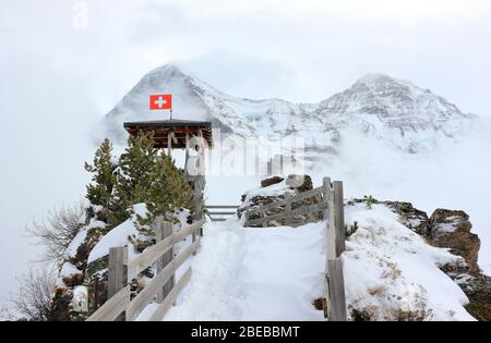 Point de vue à Kleine Scheidegg. Alpes bernoises, Suisse, Europe. Banque D'Images