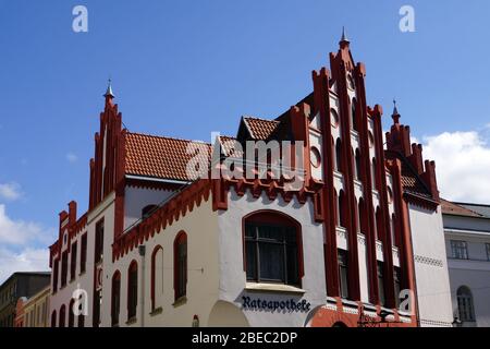 Ratsapotheke -Baudenkmal in der historischen Altstadt, Wismar, Mecklembourg-Poméranie-Occidentale, Allemagne Banque D'Images