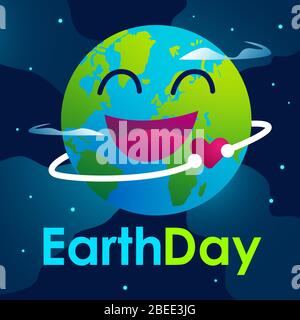 Illustration du vecteur Happy Earth Day avec fond sombre et motif étoiles. Illustration de Vecteur