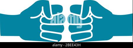 bonne fête d'amitié célébration deux mains se heurtant ensemble illustration vectorielle silhouette icône style Illustration de Vecteur