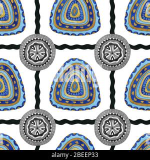 Motif aquarelle sans couture avec formes géométriques sur fond clair. Style moderne ethnique lumineux avec motifs africains. Idéal pour le textile et le tissu. Banque D'Images