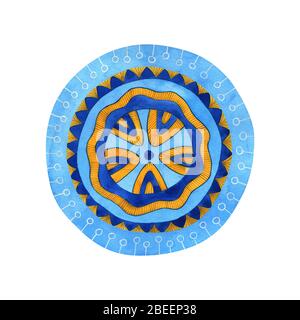 Forme géométrique en aquarelle à l'ombre bleue. Style moderne ethnique lumineux avec motifs africains. Idéal pour le textile, le tissu, le carrelage, l'emballage et d'autres motifs. Banque D'Images