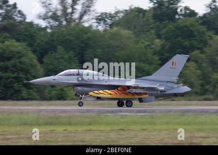 Composante aérienne belge General Dynamics F-16BM au TIGER de l'OTAN Meet 2019 à la base aérienne française Mont de Marsan BA118 Banque D'Images