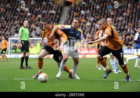 Le footballeur Stephen Ward, Michael Chopra et Michael Kightly Wolverhampton Wanderers contre Cardiff City Banque D'Images