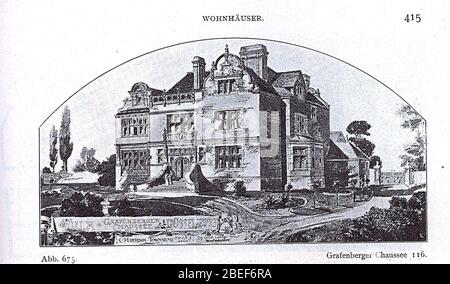 Haus Grafenberger Chaussee 116 à Düsseldorf, erbaut vor 1904 von den Architekten C. Harrison Townsend aus Londres. Banque D'Images