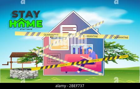 Tout le monde devrait rester en sécurité et rester à la maison dans le verrou Illustration de Vecteur