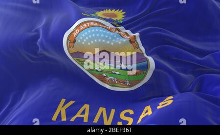 Drapeau de l'état américain du Kansas, région des États-Unis Banque D'Images