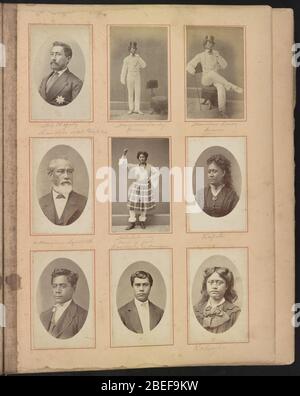 Hawaii album, p. 26, des portraits d'hommes et de femmes Banque D'Images