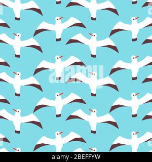 Fond sans couture des oiseaux de mer de l'atlantique plat. Illustration vectorielle plate Illustration de Vecteur