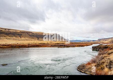 Aire nationale de conservation des oiseaux de proie dans le canyon de la rivière Snake, sous le barrage de Swan Falls, en Idaho Banque D'Images