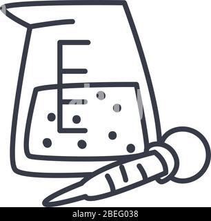 bécher chimique et icône de compte-gouttes sur fond blanc, style de ligne, illustration vectorielle Illustration de Vecteur