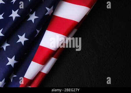 Drapeau des Etats-Unis d'Amérique avec un lieu pour l'inscription.USA fond noir Banque D'Images