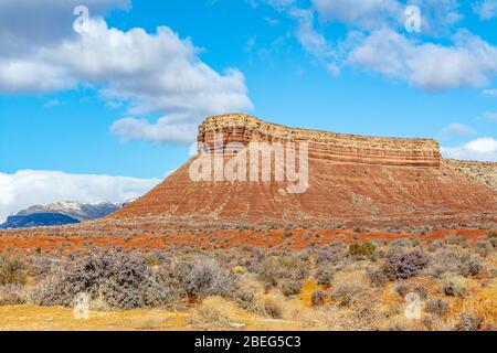 Vue sur les méses pittoresques de l'Utah, près de la ville de la Verkin, sur le chemin du parc national de Zion Banque D'Images