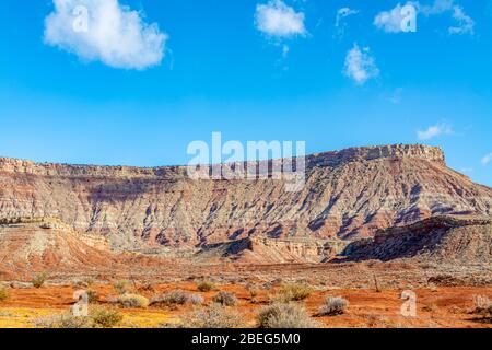 Vue sur les méses pittoresques de l'Utah, près de la ville de la Verkin, sur le chemin du parc national de Zion Banque D'Images