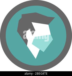 Icône moderne minimaliste simple avec profil d'homme sans visage portant un masque médical Illustration de Vecteur