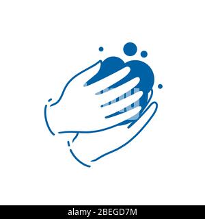 Laver les mains avec un symbole savon ou une icône. Vecteur de désinfection Illustration de Vecteur