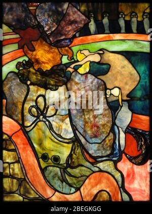 Henri de Toulouse-Lautrec, Louis Comfort Tiffany, au Nouveau Cirque, Papa Chrysanthème, v.1894, vitrail, Banque D'Images