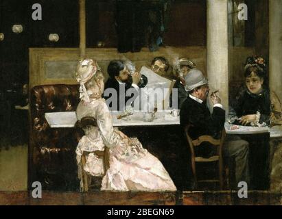 Scène du café Henri Gervex à Paris 1877. Banque D'Images