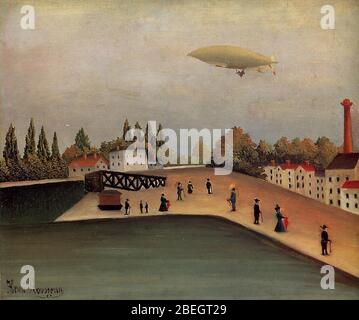 Henri Rousseau - vue sur le Quai d'Ovry. Banque D'Images