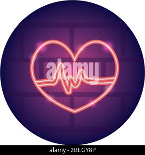 icône cardio-cardiaque sur fond blanc, style néon, illustration vectorielle Illustration de Vecteur