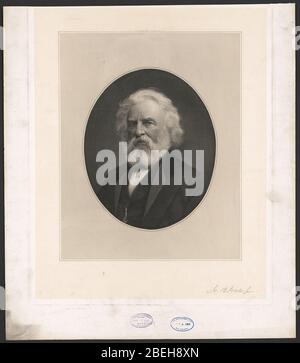 Henry Wadsworth Longfellow, tête-et-épaules portrait, face à légèrement à gauche, dans un ovale avec cadre rectangulaire Banque D'Images