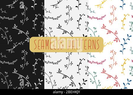 Un motif de fleurs sans couture, dessiné à la main. Illustration de Vecteur