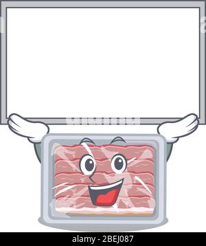 Motif mascotte de bacon fumé congelé, soulevez un tableau Illustration de Vecteur