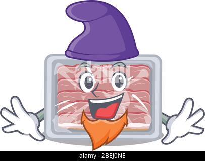 Jolie photo de bacon fumé congelé dans un motif Elf Illustration de Vecteur