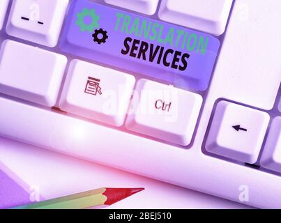 Écriture rédaction Traduction Services. Photo conceptuelle qui fournissent de l'organisation montrant pour traduire les discours Banque D'Images